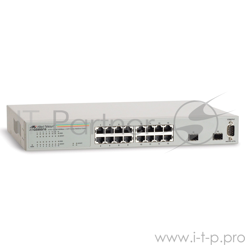Allied Telesis 16x10/100/1000TX WebSmart switch + 2xSFP (VLAN group, Port Trunking, Port Mirroring,