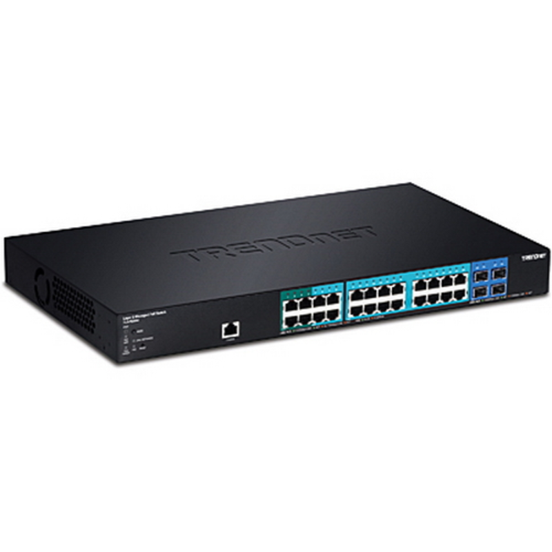 28-port Gigabit POE+ Managed Layer 2 Switch with 4 shared SFP slots TL2-PG284