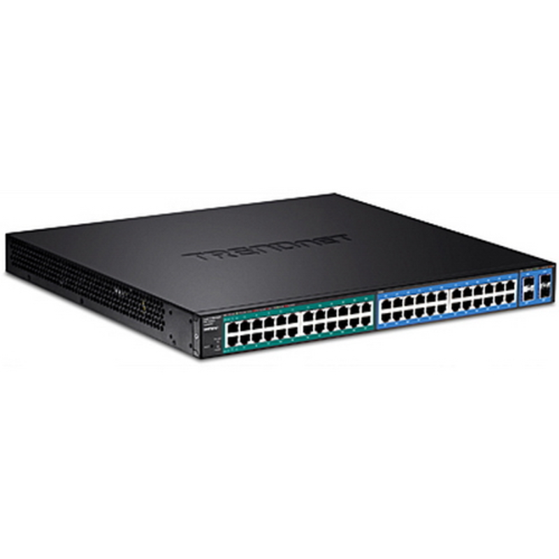 48-Port Gigabit POE+ Managed Layer 2 Switch with 4 shared SFP slots TL2-PG484