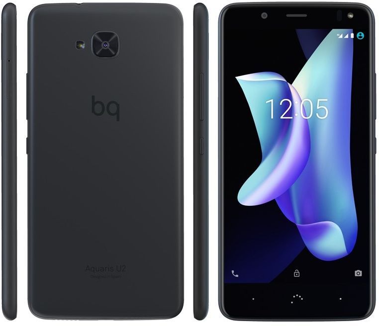 Смартфон BQ U2 Aquaris 16Gb 2Gb черный моноблок 3G 4G 2Sim 5.2 720x1280 Android 7.1.2 13Mpix 802.11