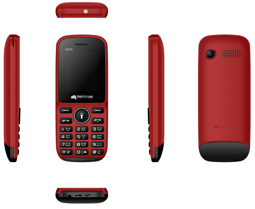 Мобильный телефон Micromax X415 32Mb красный моноблок 2Sim 1.77 128x160 0.08Mpix BT GSM900/1800 MP3