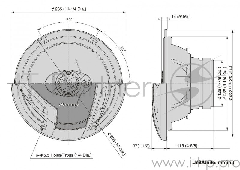 Колонки автомобильные Pioneer TS-A2503I 420Вт 92дБ 4Ом 25см (10дюйм) (ком.:2кол.) коаксиальные трехп