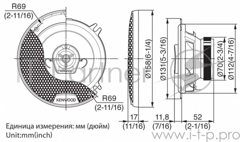 Колонки автомобильные Kenwood KFC-1352RG2 150Вт 84дБ 4Ом 13см (5дюйм) (ком.:2кол.) коаксиальные двух