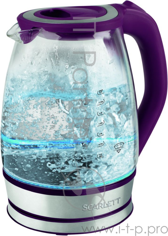Чайник электрический Scarlett SC-EK27G45 2л. 2200Вт сливовый (корпус: стекло)