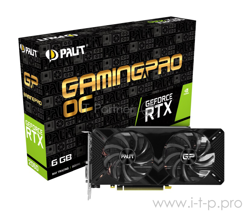 Видеокарта PALIT GeForce RTX2060 GAMINGPRO OC / 6GB GDDR6 192bit 14Gbps 1830MHz DVI HDMI DP / NE6206