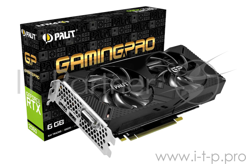 Видеокарта PALIT GeForce RTX2060 GAMINGPRO OC / 6GB GDDR6 192bit 14Gbps 1830MHz DVI HDMI DP / NE6206