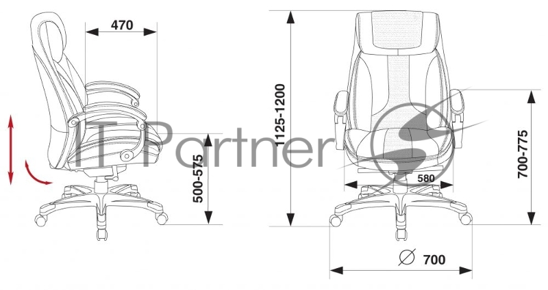Кресло руководителя Бюрократ T-9921/BLACK черный рец.кожа/кожзам (пластик серебро)