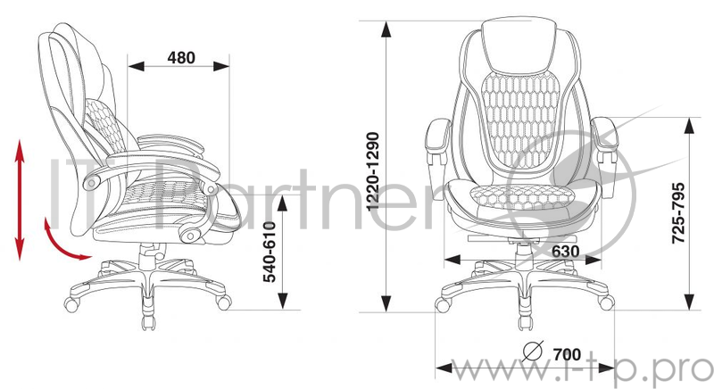 Кресло руководителя Бюрократ T-9917/BLACK черный рец.кожа/кожзам (пластик серебро)