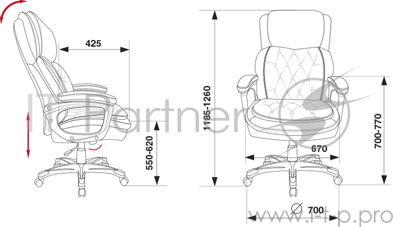 Кресло руководителя Бюрократ T-9918/BLACK черный рец.кожа/кожзам