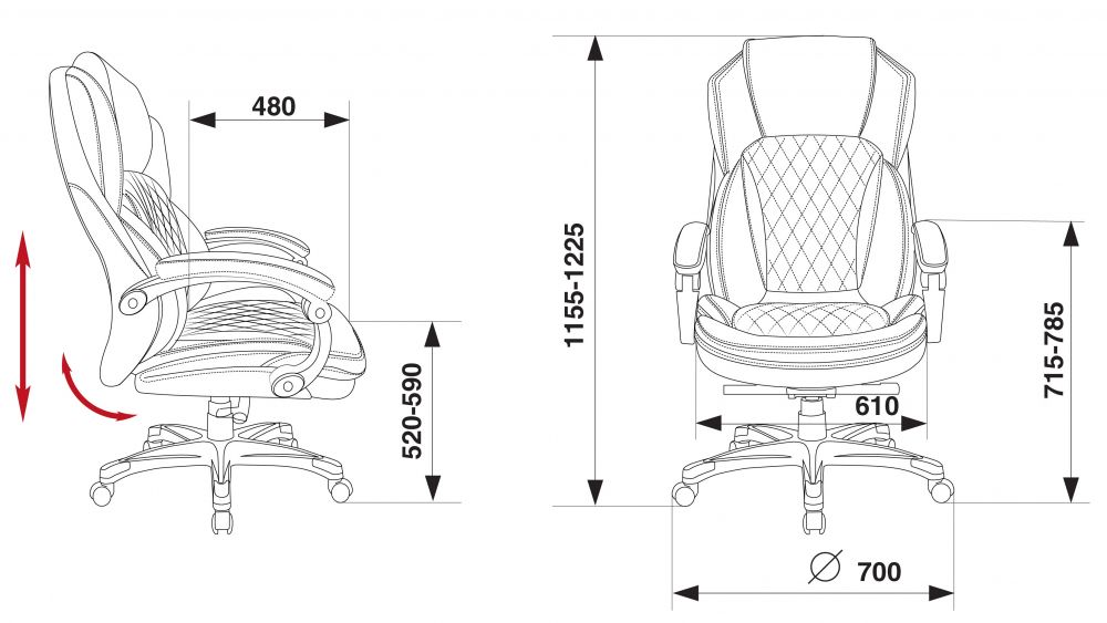Кресло руководителя Бюрократ T-9915/BLACK черный рец.кожа/кожзам