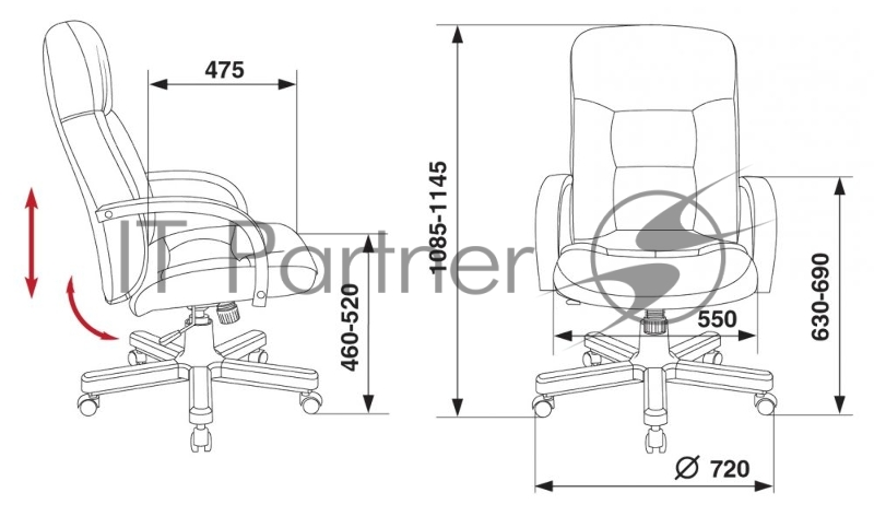 Кресло руководителя Бюрократ T-9908/WALNUT черный кожа крестовина металл