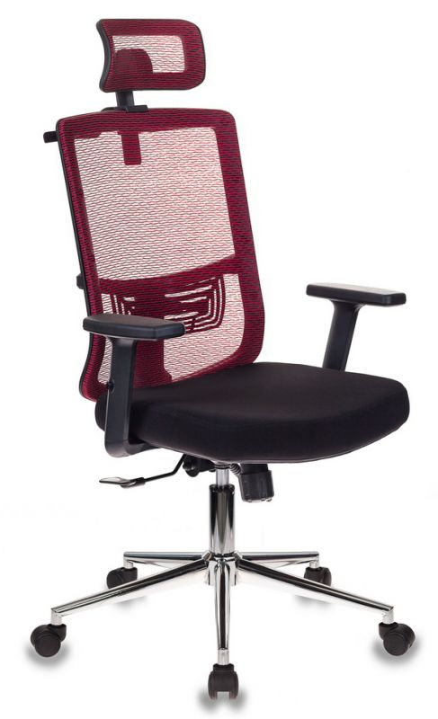 Кресло руководителя Бюрократ MC-612-H/R/26-B01 красный ВМ-12 сиденье черный 26-В01 сетка/ткань крест