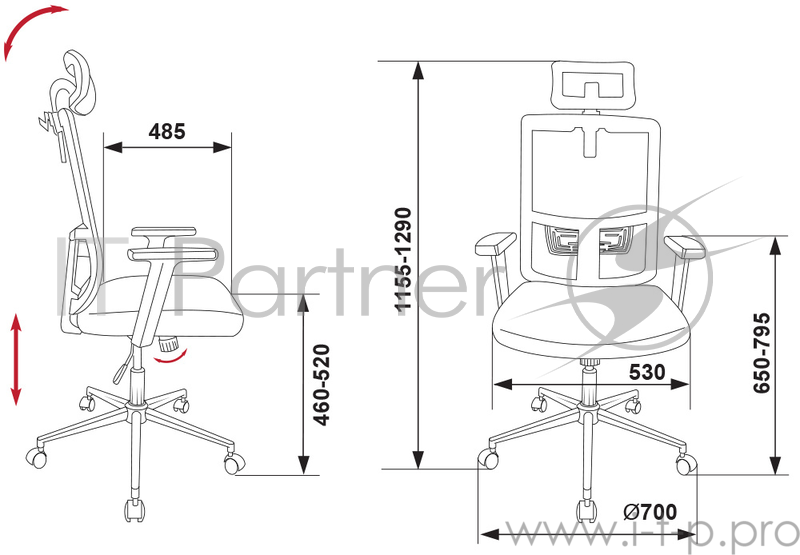 Кресло руководителя Бюрократ MC-612-H/DG/BERRY серый TW-04 сиденье розовый BAHAMA крестовина хром