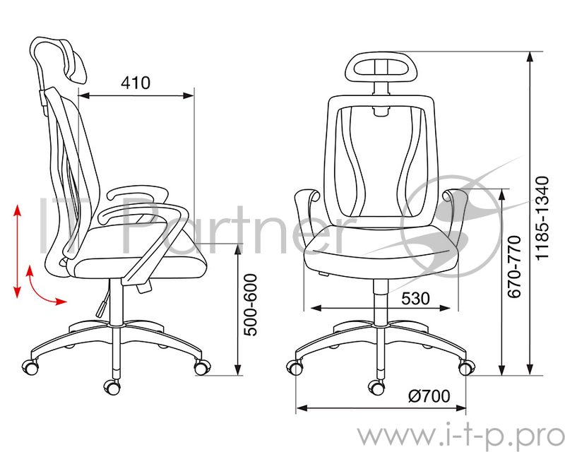 Кресло руководителя Бюрократ MC-411-H/DG/26-25 серый TW-04 сиденье серый 26-25 сетка/ткань