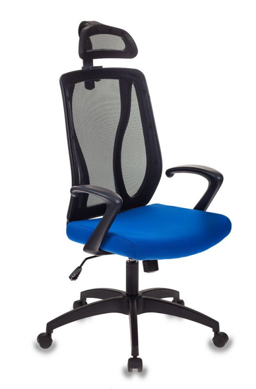 Кресло руководителя Бюрократ MC-411-H/B/26-21 черный TW-01 сиденье синий 26-21 сетка/ткань