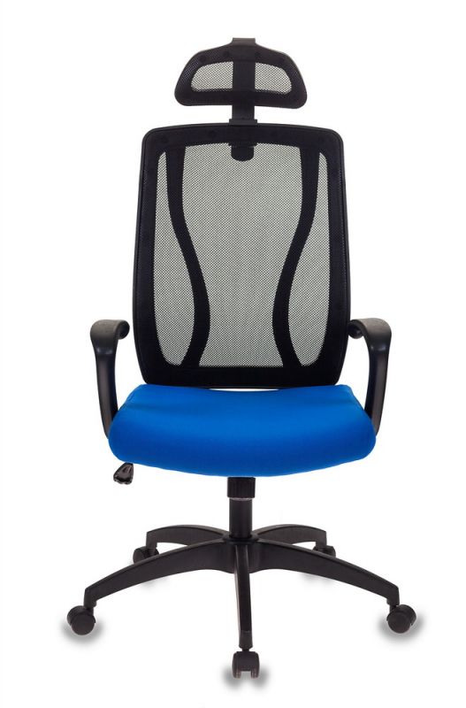 Кресло руководителя Бюрократ MC-411-H/B/26-21 черный TW-01 сиденье синий 26-21 сетка/ткань