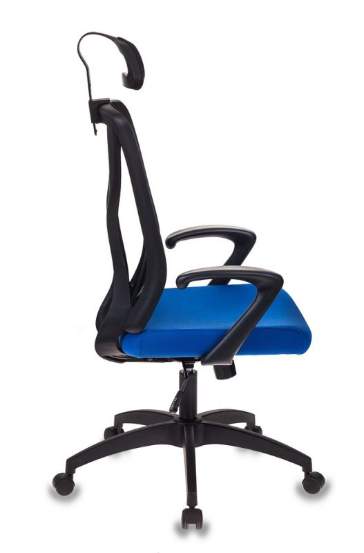 Кресло руководителя Бюрократ MC-411-H/B/26-21 черный TW-01 сиденье синий 26-21 сетка/ткань