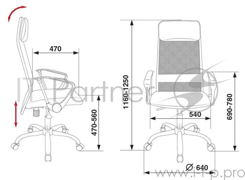Кресло руководителя Бюрократ KB-6SL/DG/TW-12 серый TW-04 TW-12 сетка крестовина хром