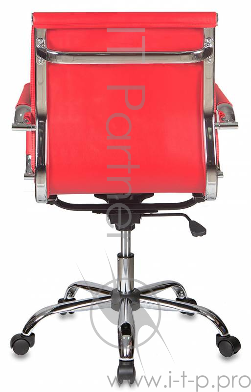 Кресло руководителя Бюрократ CH-993-Low/Red низкая спинка красный искусственная кожа крестовина хром