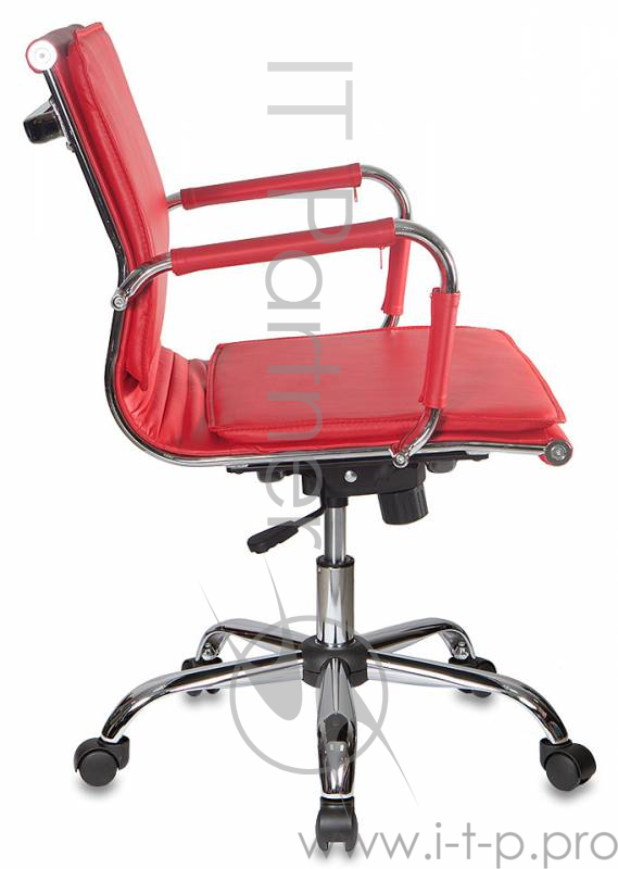 Кресло руководителя Бюрократ CH-993-Low/Red низкая спинка красный искусственная кожа крестовина хром