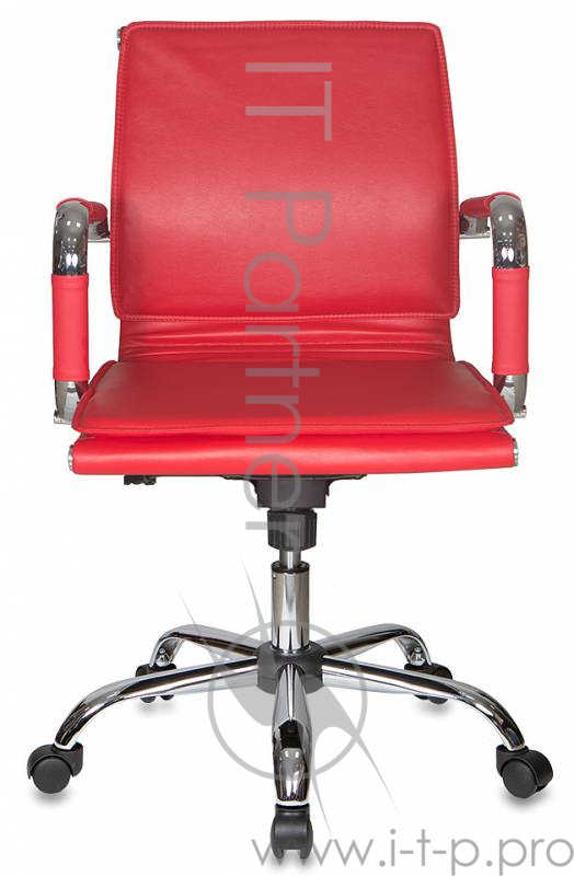 Кресло руководителя Бюрократ CH-993-Low/Red низкая спинка красный искусственная кожа крестовина хром