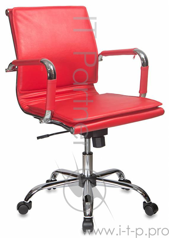 Кресло руководителя Бюрократ CH-993-Low/Red низкая спинка красный искусственная кожа крестовина хром