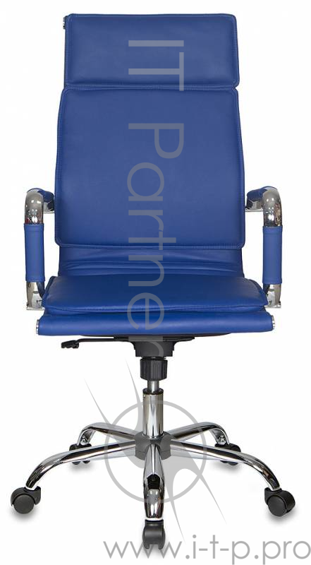Кресло руководителя Бюрократ CH-993/blue синий искусственная кожа крестовина хромированная