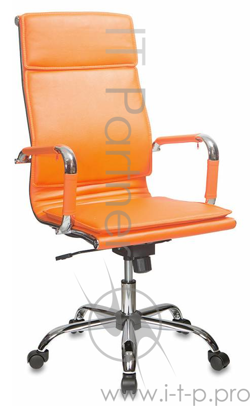 Кресло руководителя Бюрократ CH-993/orange оранжевый искусственная кожа крестовина хромированная