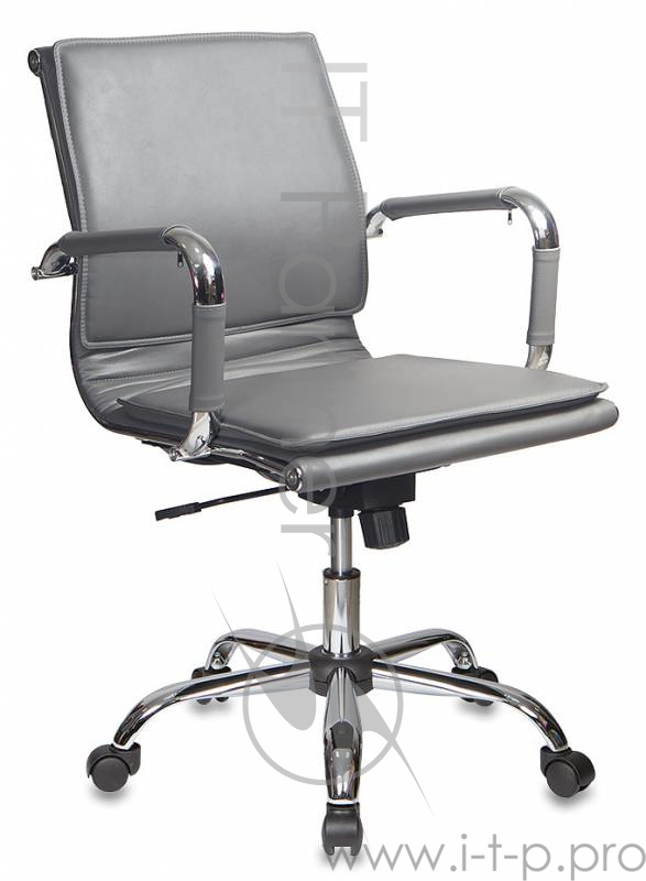 Кресло руководителя Бюрократ CH-993-Low/grey низкая спинка серый искусственная кожа крестовина хроми