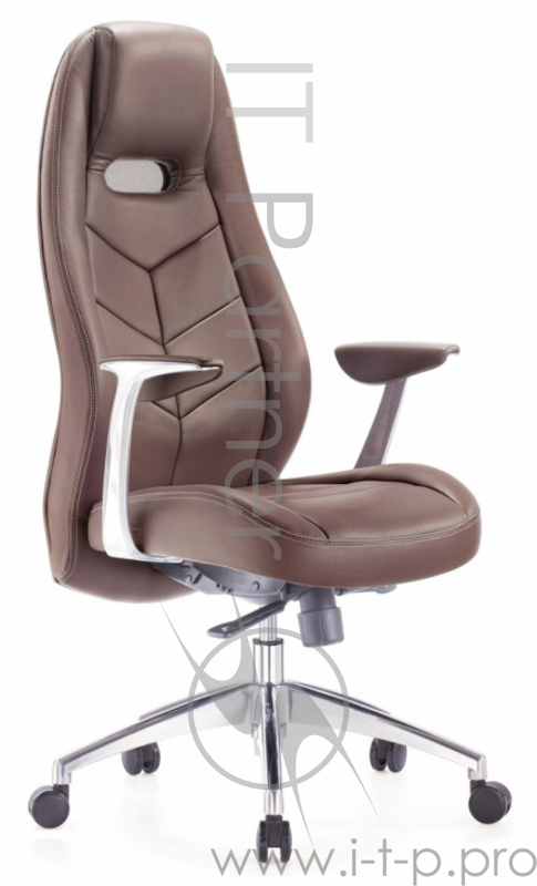 Кресло руководителя Бюрократ _ZEN/BROWN коричневый кожа крестовина алюминий
