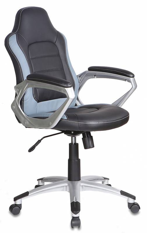 Кресло руководителя Бюрократ CH-825S/Black+Gr вставки серый сиденье черный искусственная кожа (пласт