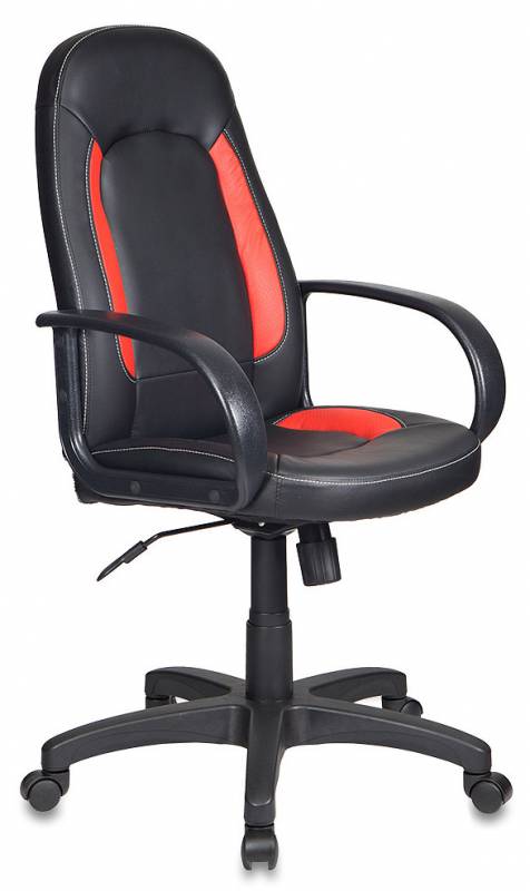 Кресло руководителя Бюрократ CH-826/B+R вставки красный сиденье черный искусственная кожа