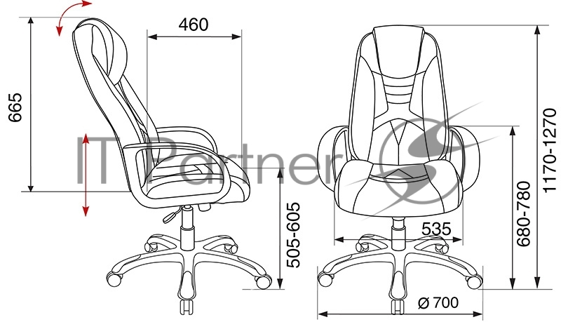 Кресло игровое Бюрократ VIKING-8/BL+RED черный/красный искусственная кожа