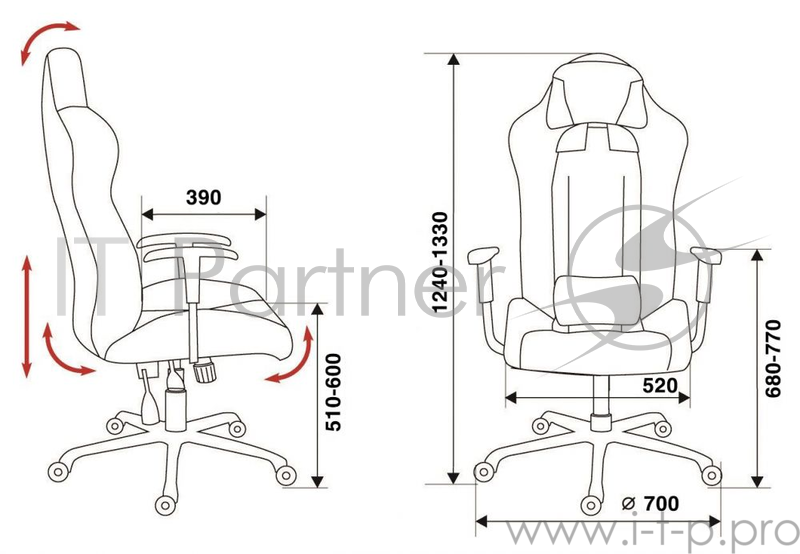 Кресло игровое Бюрократ 771/GREY+BL серый крестовина металл