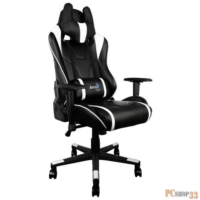 Кресло для геймера Aerocool AC220 AIR-BW , черно-белое, с перфорацией, до 150 кг, размер, см (ШхГхВ)