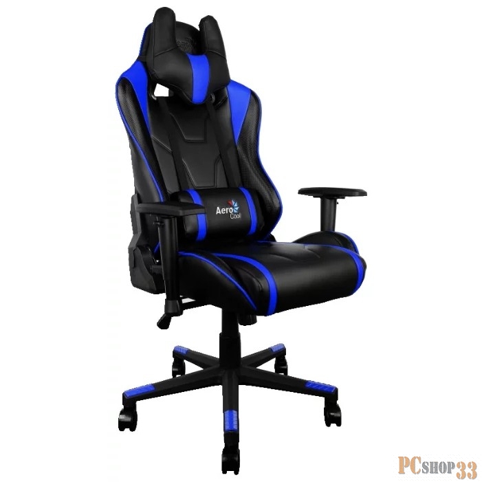 Кресло для геймера Aerocool AC220 AIR-BB , черно-синее, с перфорацией, до 150 кг, размер, см (ШхГхВ)
