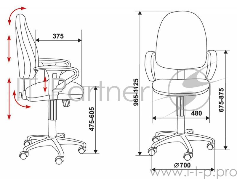 Кресло Бюрократ T-612AXSN черный JP-15-2