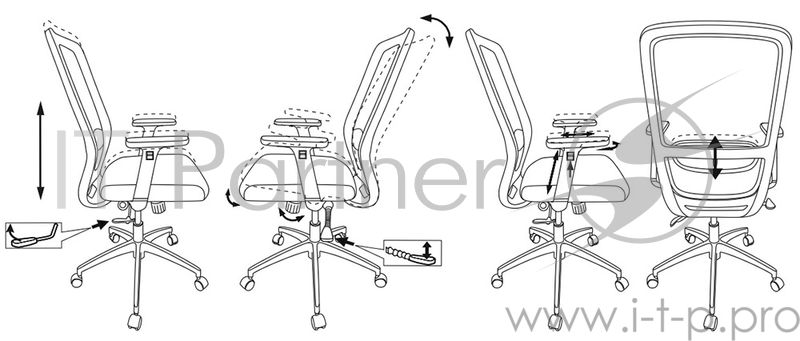 Кресло Бюрократ MC-715/KF-1/26-B01 серый KF-1 сиденье черный сетка/ткань крестовина алюминий