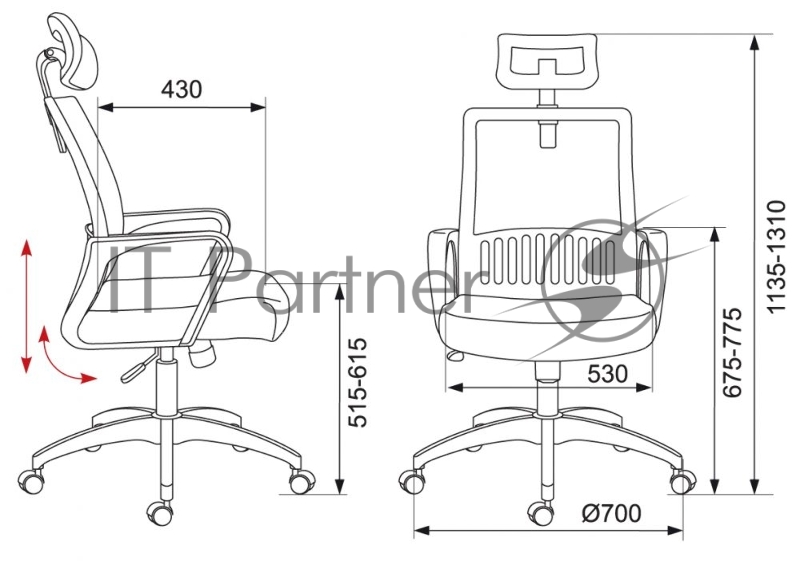 Кресло Бюрократ MC-201-H/TW-11 спинка сетка черный TW-11