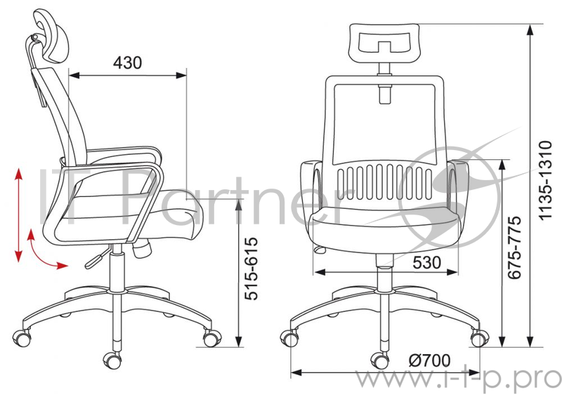 Кресло Бюрократ MC-201-H/BL/TW-11 спинка сетка синий TW-05 сиденье черный TW-11