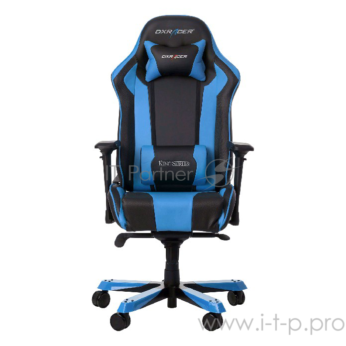Игровое кресло DXRacer King чёрно-синее (OH/KS06/NB, экокожа, регулируемый угол наклона)