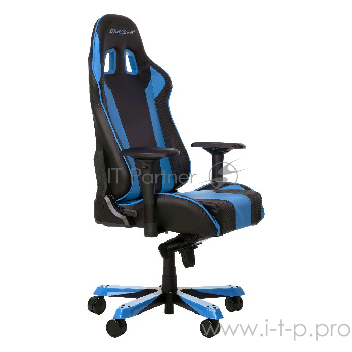 Игровое кресло DXRacer King чёрно-синее (OH/KS06/NB, экокожа, регулируемый угол наклона)