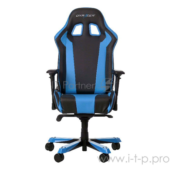 Игровое кресло DXRacer King чёрно-синее (OH/KS06/NB, экокожа, регулируемый угол наклона)
