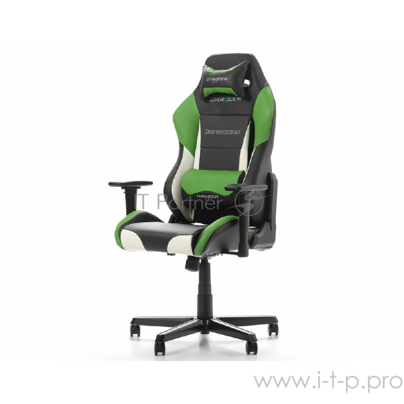 Игровое кресло DXRacer Drifting чёрно-зелёно-белое (OH/DM61/NWE, кожа-PU, регулируемый угол наклона,