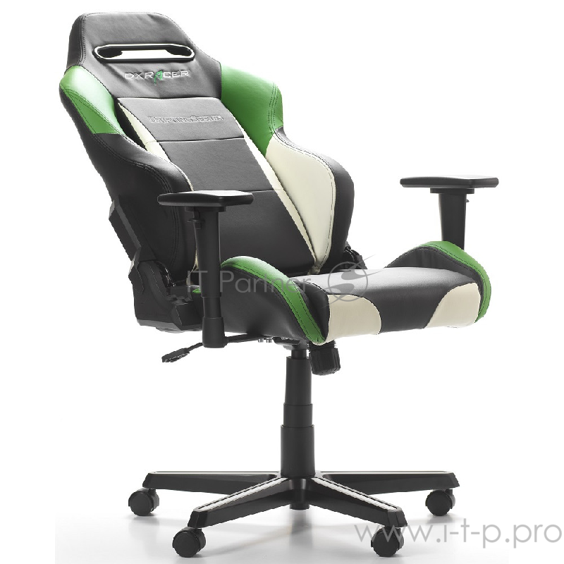 Игровое кресло DXRacer Drifting чёрно-зелёно-белое (OH/DM61/NWE, кожа-PU, регулируемый угол наклона,
