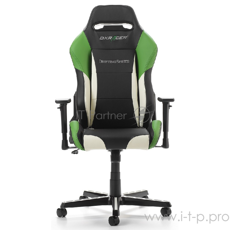 Игровое кресло DXRacer Drifting чёрно-зелёно-белое (OH/DM61/NWE, кожа-PU, регулируемый угол наклона,
