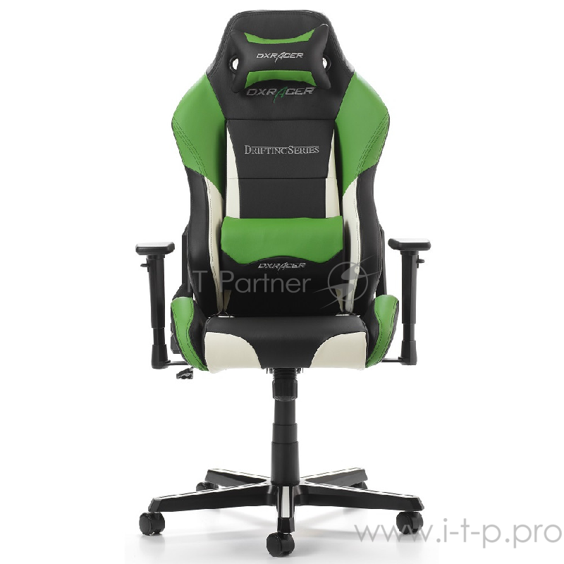 Игровое кресло DXRacer Drifting чёрно-зелёно-белое (OH/DM61/NWE, кожа-PU, регулируемый угол наклона,
