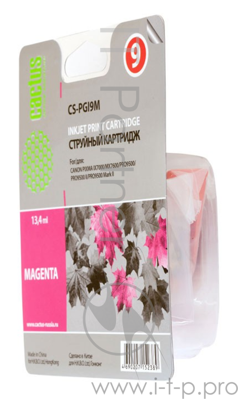 Картридж струйный Cactus CS-PGI9M пурпурный для Canon Pixma PRO9000 MarkII/ PRO9500 (13.4мл)