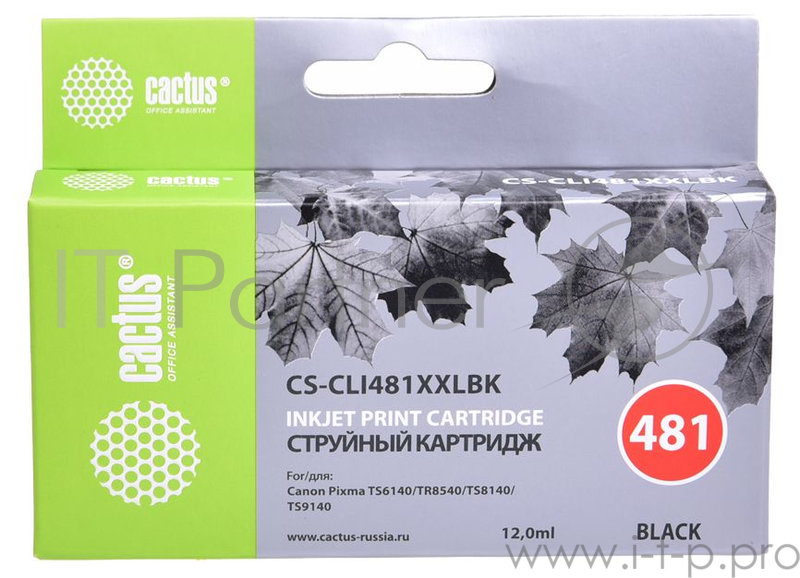Картридж струйный Cactus CS-CLI481XXLBK черный (12мл) для Canon Pixma TR7540/TR8540/TS6140/TS8140