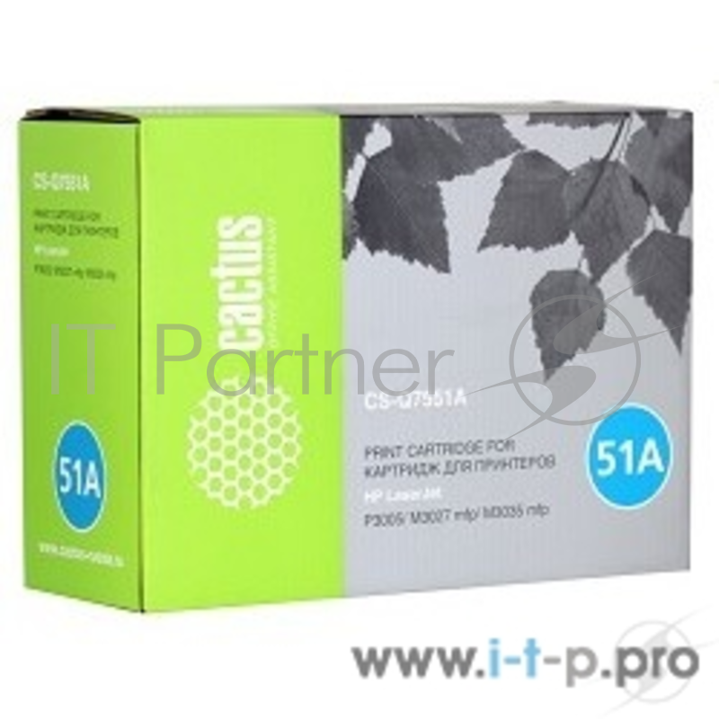 Тонер Картридж Cactus CS-Q7551X черный (13000стр.) для HP LJ P3005/M3027/ M3035